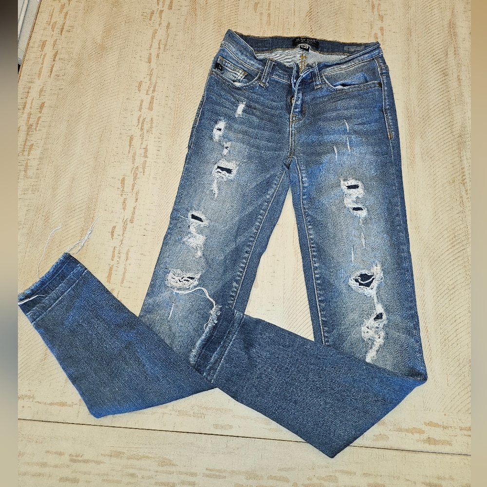 Judy Blue skinny raw hem distressed jeans size 1/25